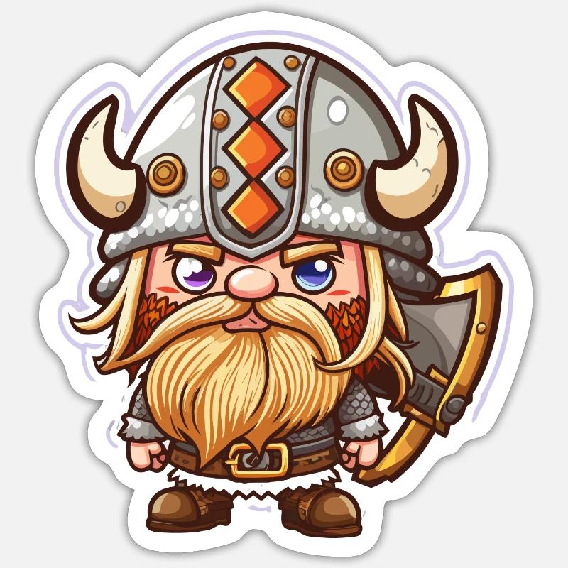Knut, der Unbezwingbare: Cartoon-Wikinger Knut - Sticker Größe S (10 x 10 cm) - Mattweiß