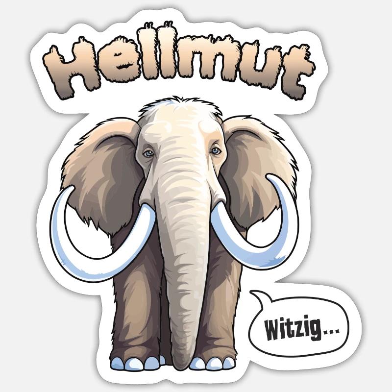 Elefant Weißes Helles Mammut Hellmut Helmut - Sticker Größe S (10 x 10 cm) - Mattweiß