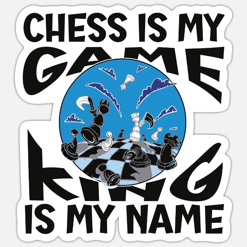 Schach Ilustration mit Spruch - Sticker Größe S (10 x 10 cm) - Mattweiß