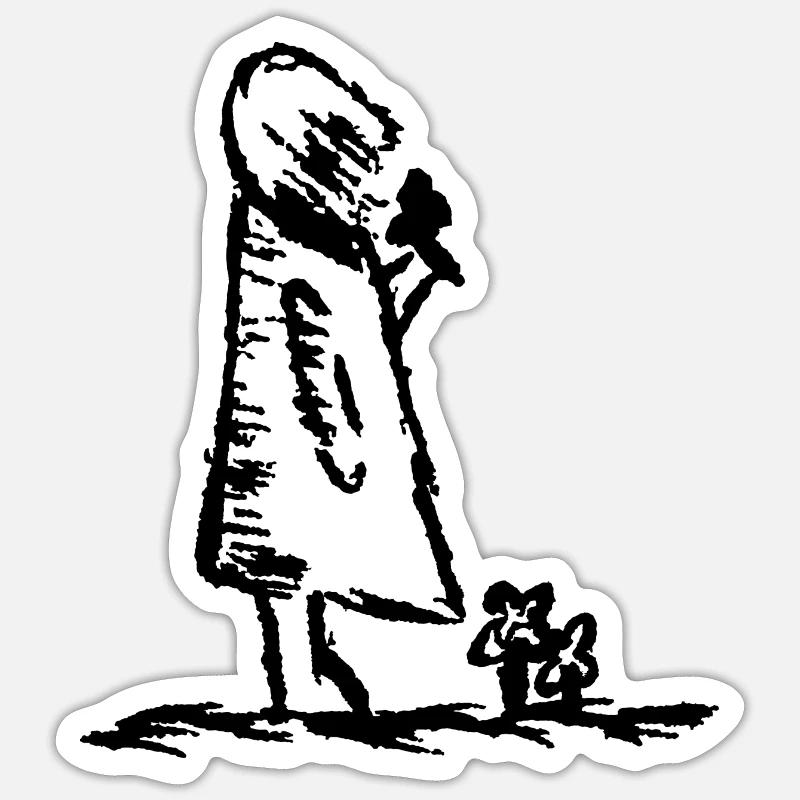Fille à la fleur - Sticker taille S (10 x 10 cm) - blanc mat