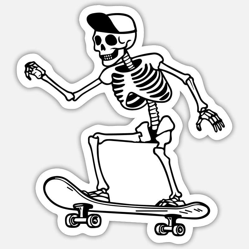 skeleton skateboard Sticker size S (10 x 10 cm)