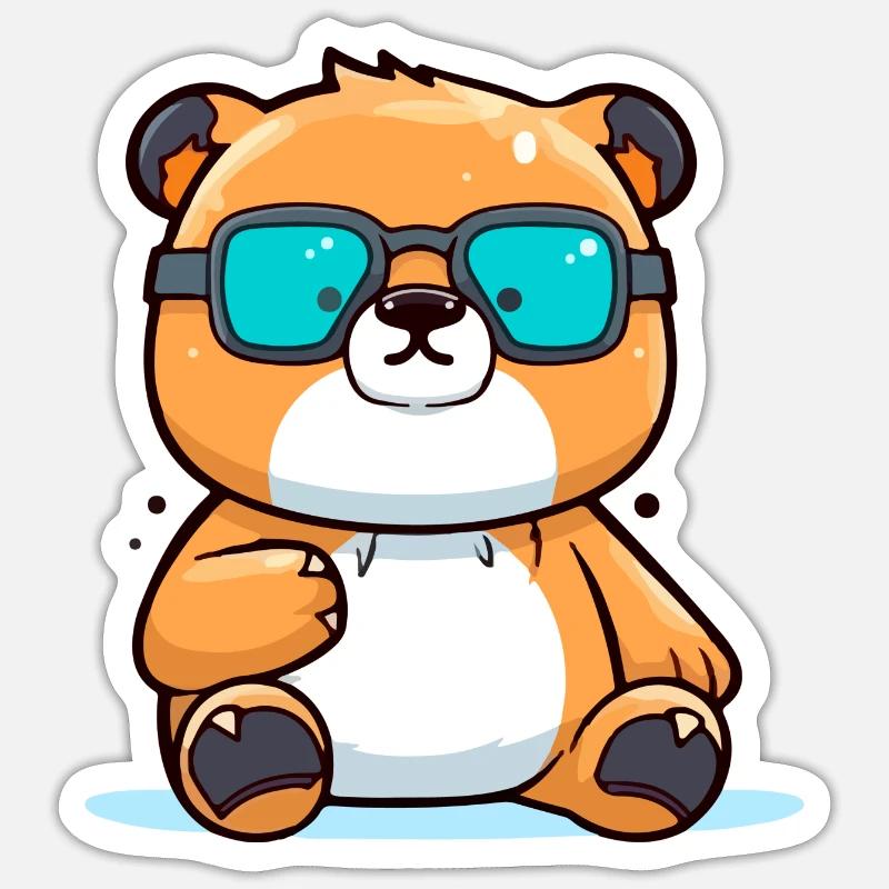 Molko l'ours à lunettes - Sticker taille S (10 x 10 cm) - blanc mat