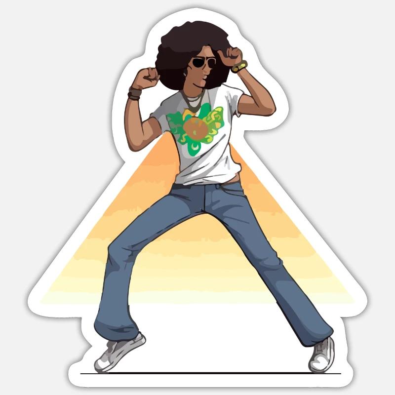 Max danseur disco - Sticker taille S (10 x 10 cm) - blanc mat