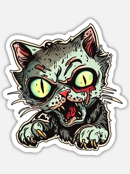 Hungry Cat -Mieze ist hungrig - Sticker Größe S (10 x 10 cm) - Mattweiß