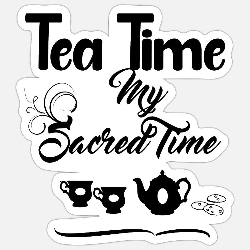 Tea Time - England Design - Sticker Größe S (10 x 10 cm) - Mattweiß