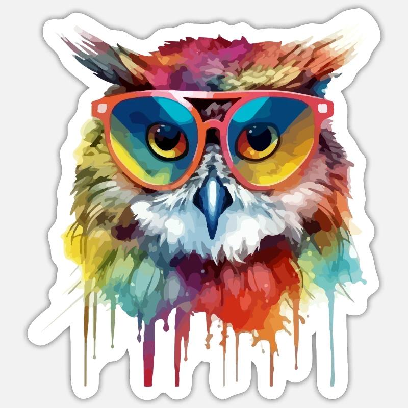 Hacko die Eule - Sticker Größe S (10 x 10 cm) - Mattweiß