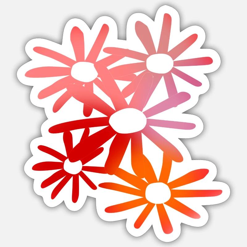 Bunte Blumen - Sticker Größe S (10 x 10 cm) - Mattweiß