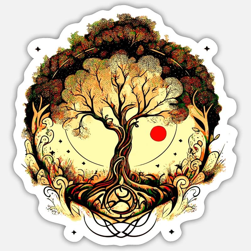 Arbre Automne - Sticker taille S (10 x 10 cm) - blanc mat