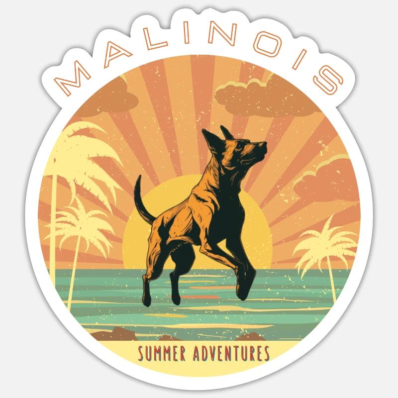 Belgian Shepherd - Summer - Sticker size S (10 x 10 cm) - white matte