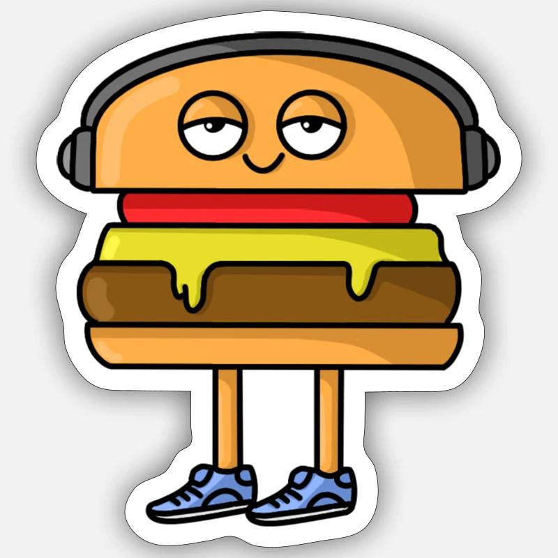 Burger - Sticker Größe S (10 x 10 cm) - Mattweiß