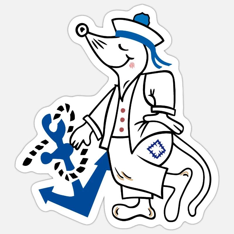 Marin, maritime, ancre - Sticker taille S (10 x 10 cm) - blanc mat
