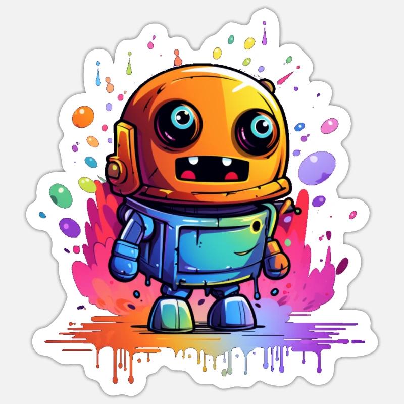 Drôle de robot Sticker taille S (10 x 10 cm)