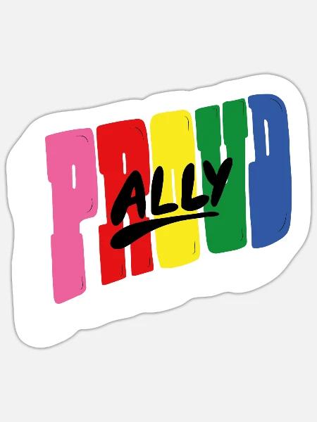 Proud ally in regenbogen design - Sticker Größe S (10 x 10 cm) - Mattweiß