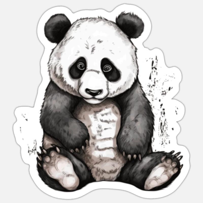Panda Pandas süß Tier Geschenkidee - Sticker Größe S (10 x 10 cm) - Mattweiß