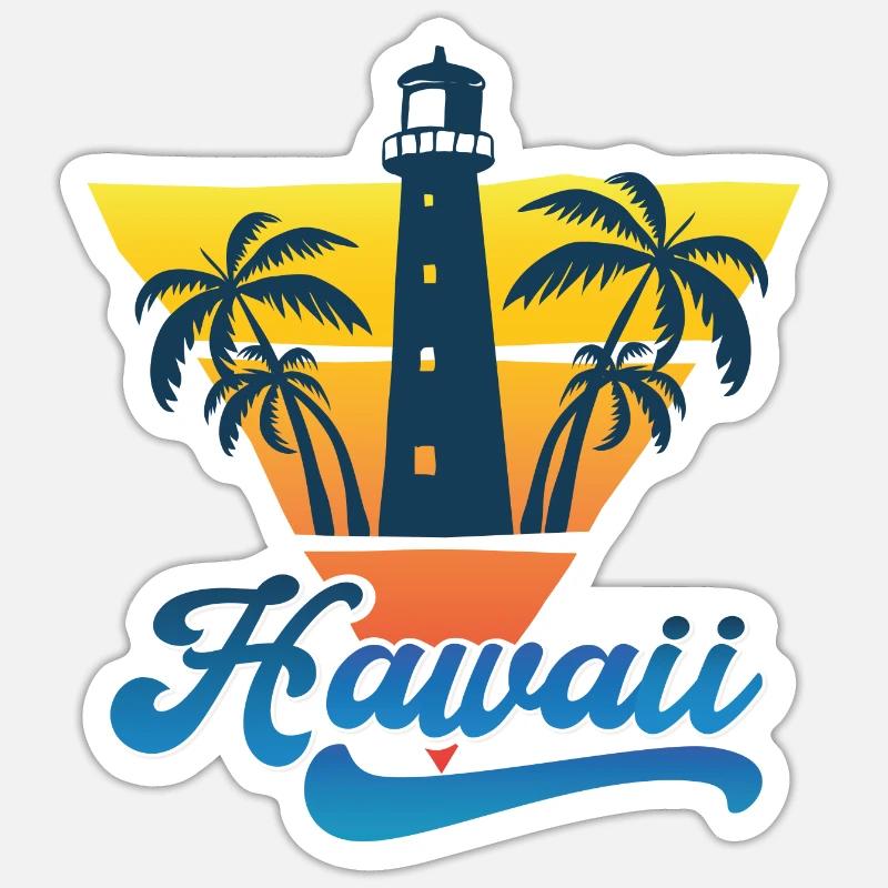 Conception de la plage du phare d’Hawaï Sticker taille S (10 x 10 cm)