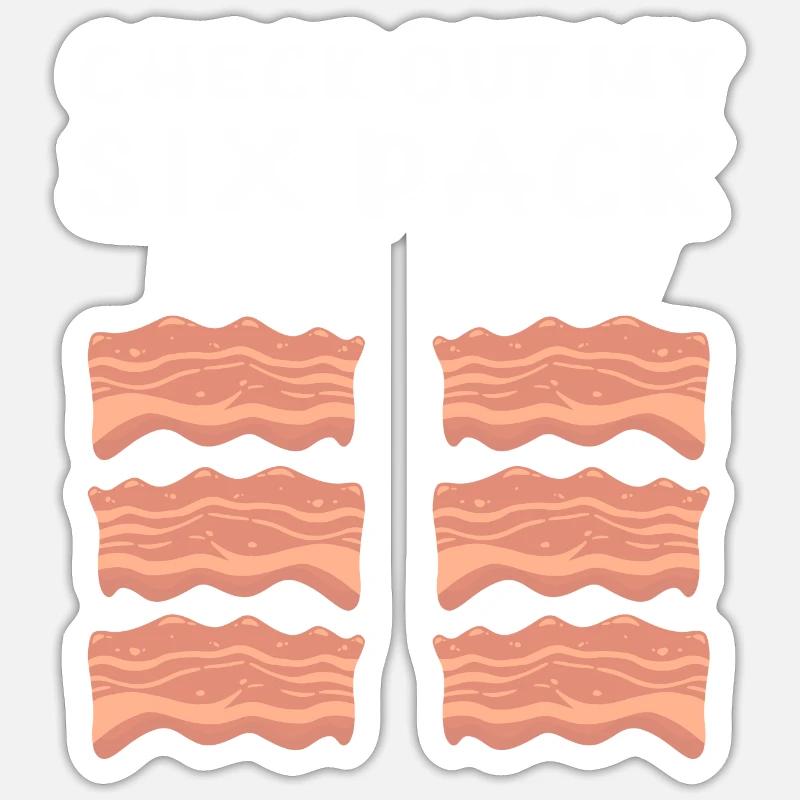 Schauen Sie sich meine Sixpack Bacon Lover Crispy - Sticker Größe S (10 x 10 cm) - Mattweiß