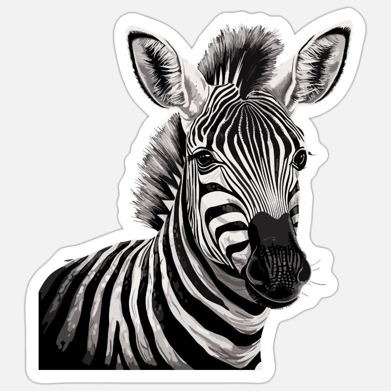 Zebra Afrika Tier - Sticker Größe S (10 x 10 cm) - Mattweiß