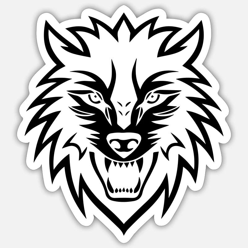 Wolf Wolfskopf Symbol Logo - Sticker Größe S (10 x 10 cm) - Mattweiß