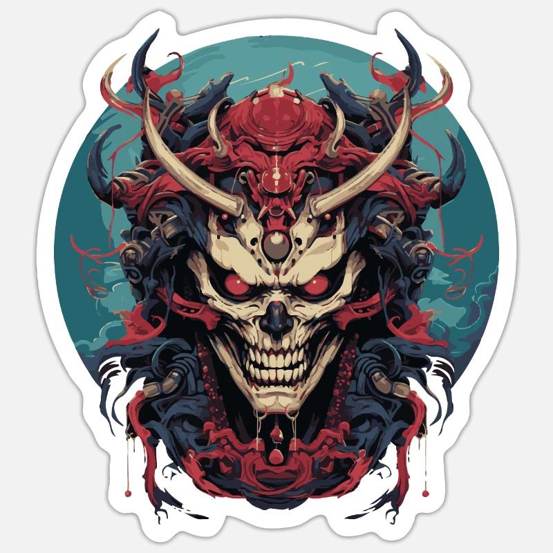 Japanese demon Samurai. Oni Yokai Samurai Sticker size S (10 x 10 cm)