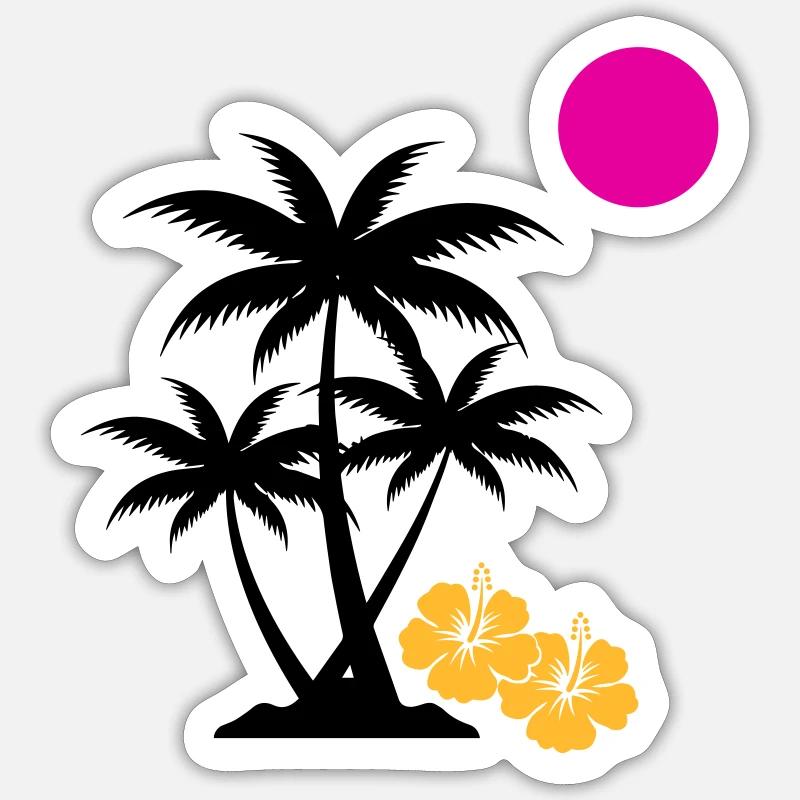 Palm Sunset - Sticker size S (10 x 10 cm) - white matte