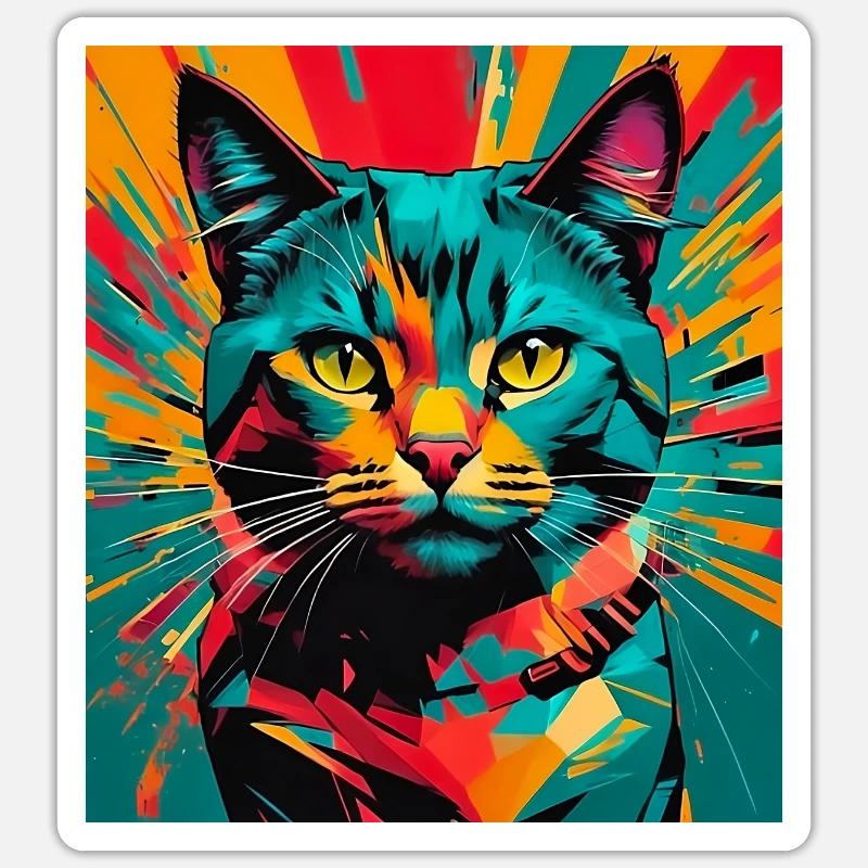 Katze - Sticker Größe S (10 x 10 cm) - Mattweiß