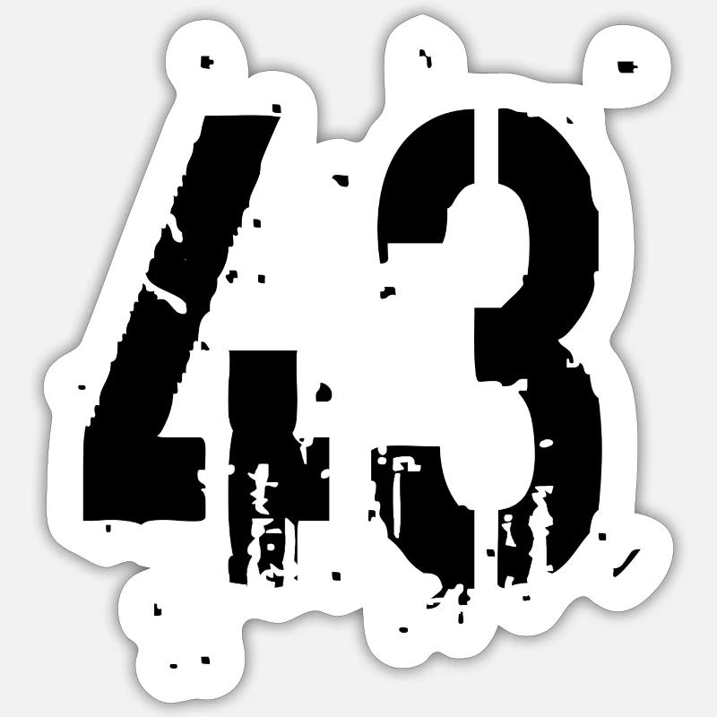 43 Nummer 43 - Sticker Größe S (10 x 10 cm) - Mattweiß