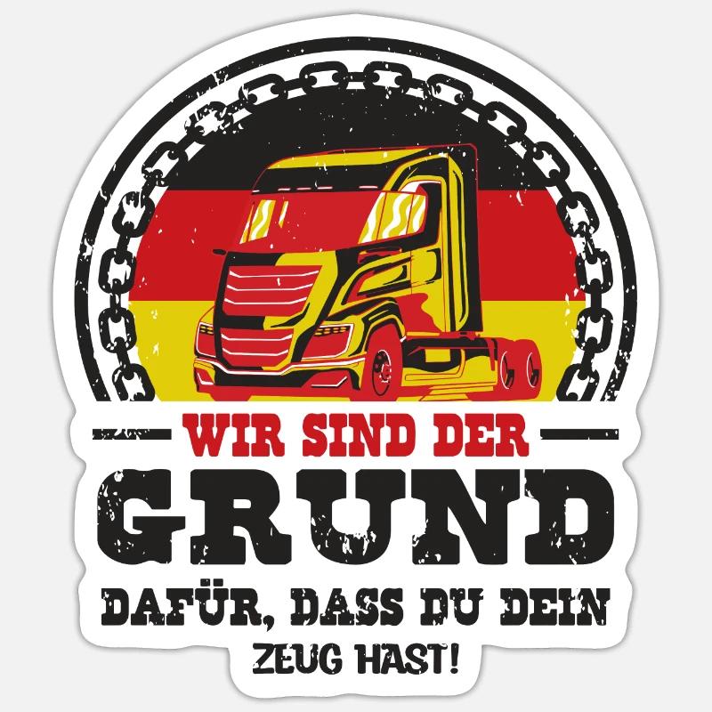 Deutscher Trucker - Sticker Größe S (10 x 10 cm) - Mattweiß
