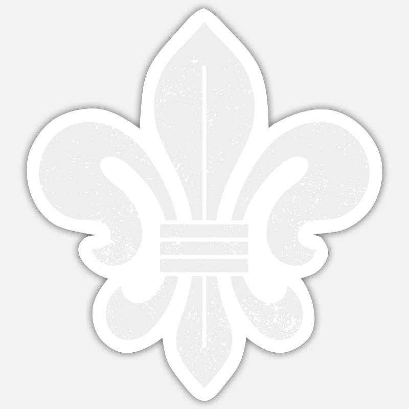 Lys (Fleur-de-Lis) Fleur de lys VINTAGE - Sticker taille S (10 x 10 cm) - blanc mat
