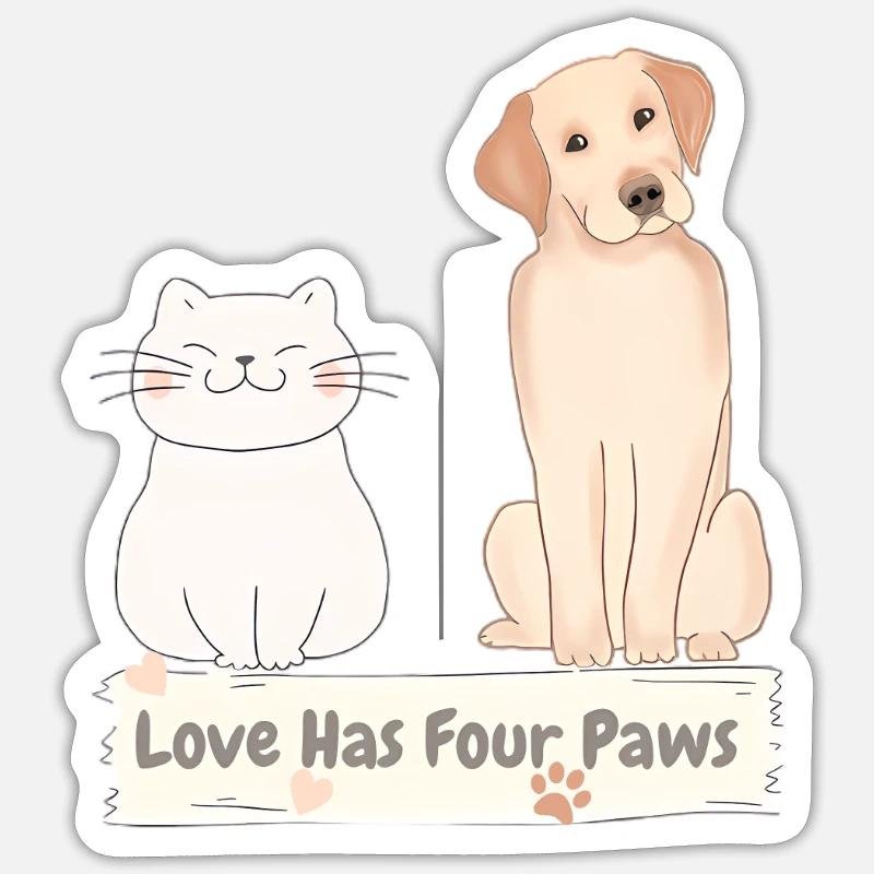 Vier Pfoten - Sticker Größe S (10 x 10 cm) - Mattweiß