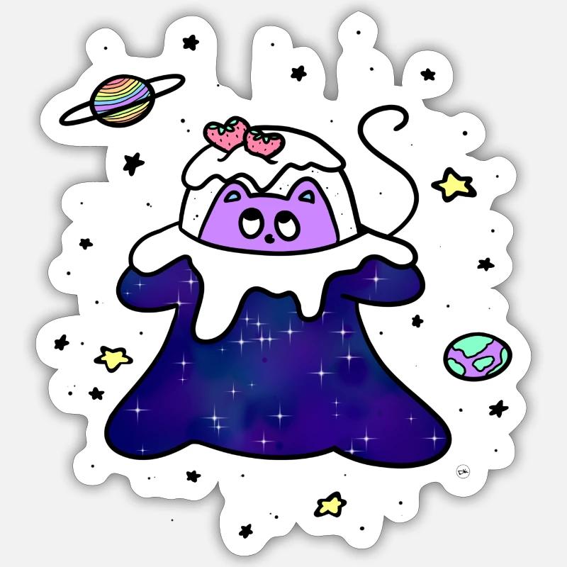 Spacecat - Sticker Größe S (10 x 10 cm) - Mattweiß