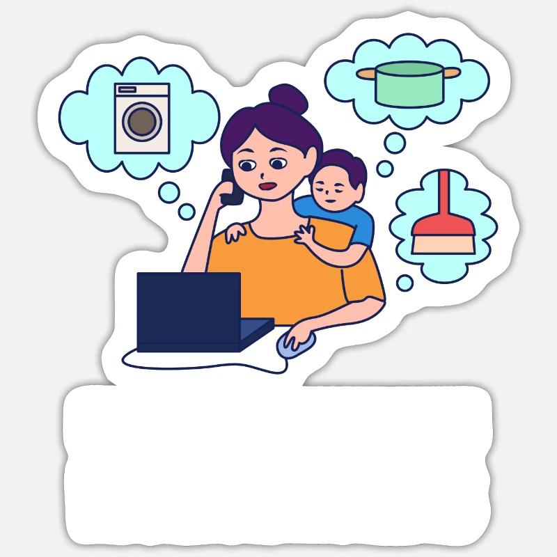 Multitasking-Design zum Muttertag Sticker Größe S (10 x 10 cm)