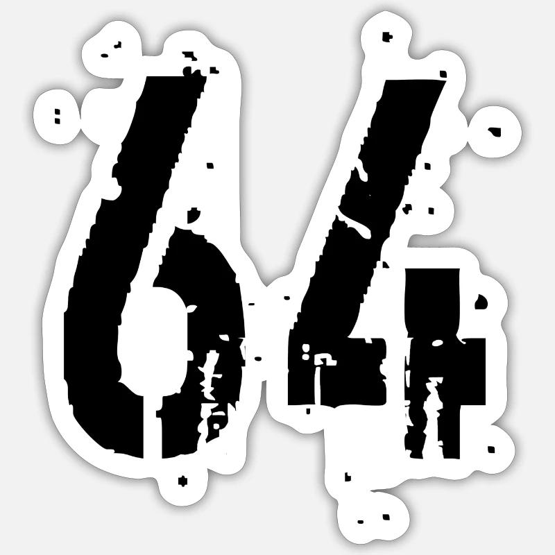 Nummer 64 - Sticker Größe S (10 x 10 cm) - Mattweiß