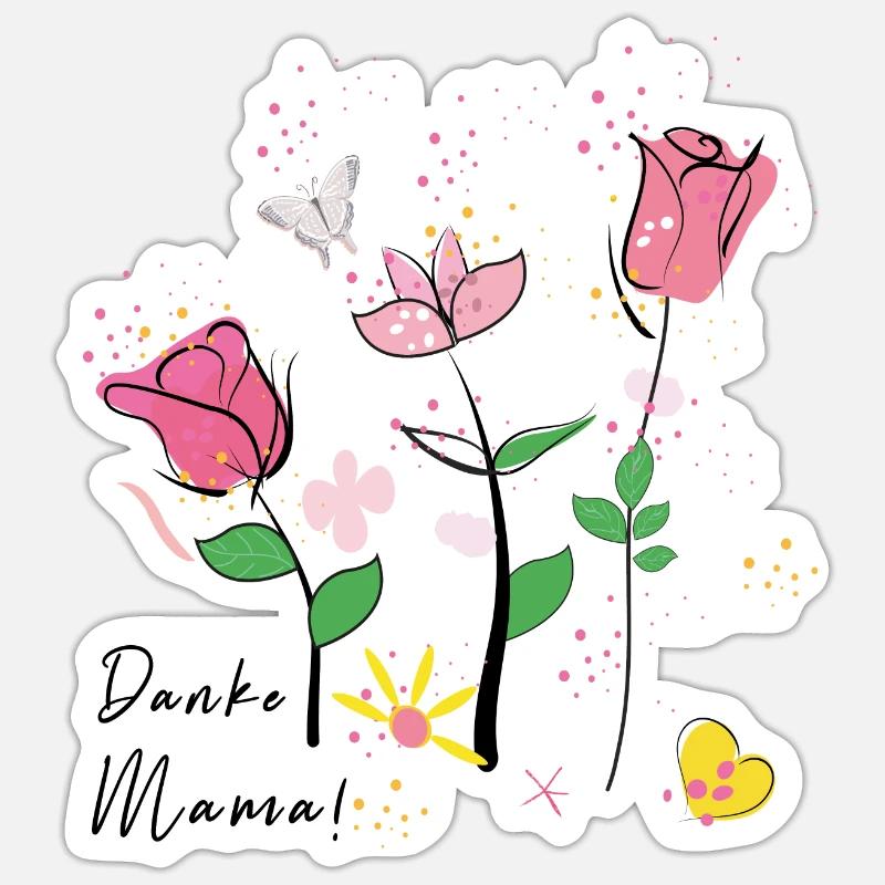 Danke Mama Muttertag Sticker Größe S (10 x 10 cm)