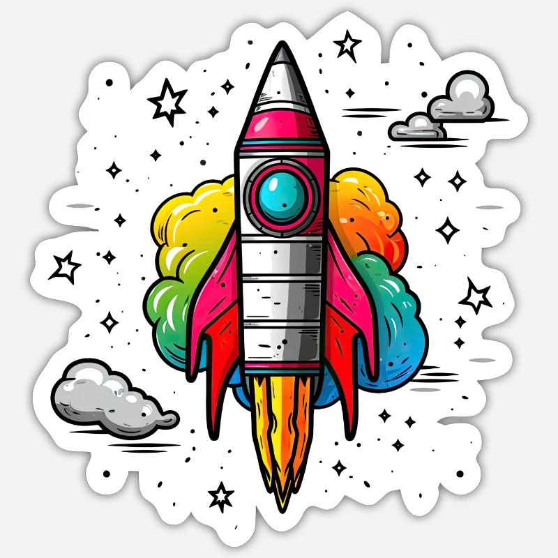 Fusée heureuse Sticker taille S (10 x 10 cm)
