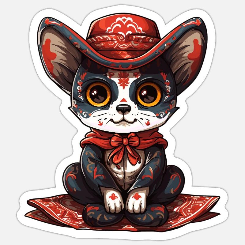 Mexican Cat 3 - Sticker size S (10 x 10 cm) - white matte