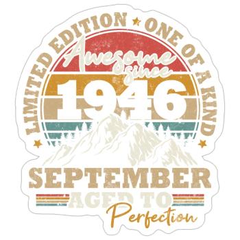 September 1946 Vintage Retro Geburtstagsgeschenk - Sticker Größe S (10 x 10 cm) - Mattweiß - Vorne