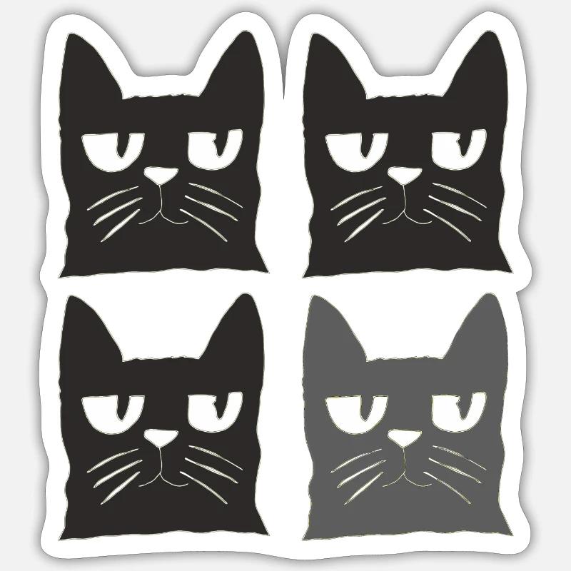katzen 4 schwarz - Sticker Größe S (10 x 10 cm) - Mattweiß