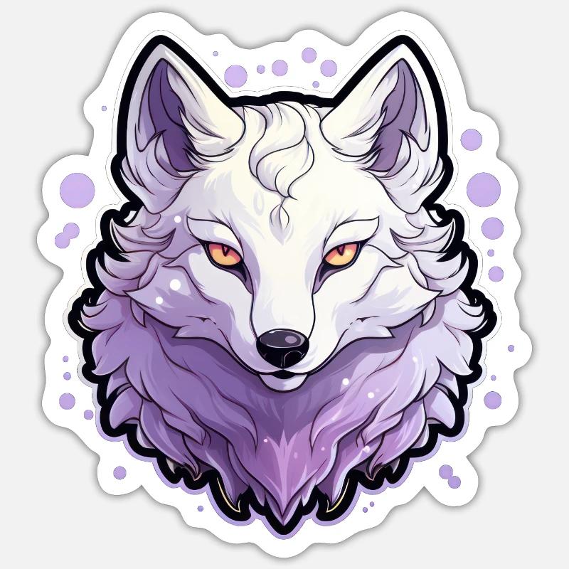 Wolf Anime - Sticker Größe S (10 x 10 cm) - Mattweiß