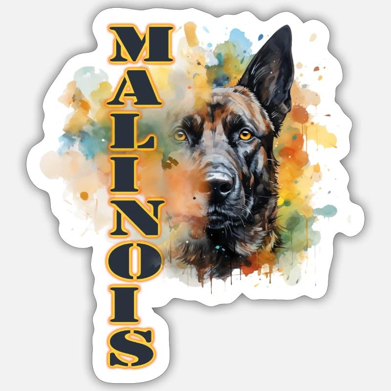 Malinois - Sticker taille S (10 x 10 cm) - blanc mat
