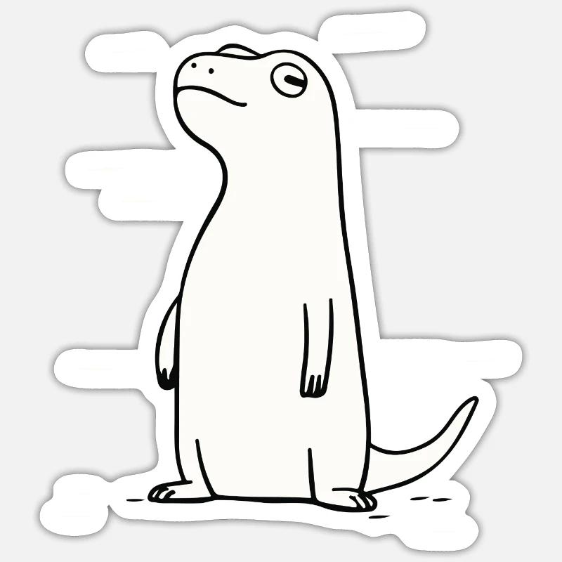 Dino excentrique - Sticker taille S (10 x 10 cm) - blanc mat