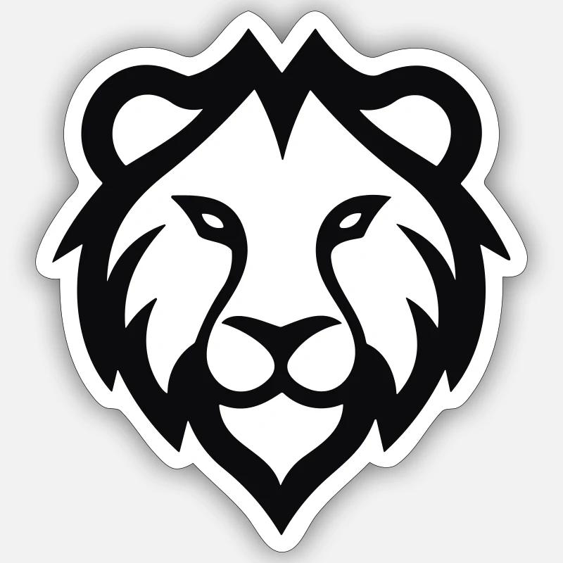 Tête de lion - Sticker taille S (10 x 10 cm) - blanc mat
