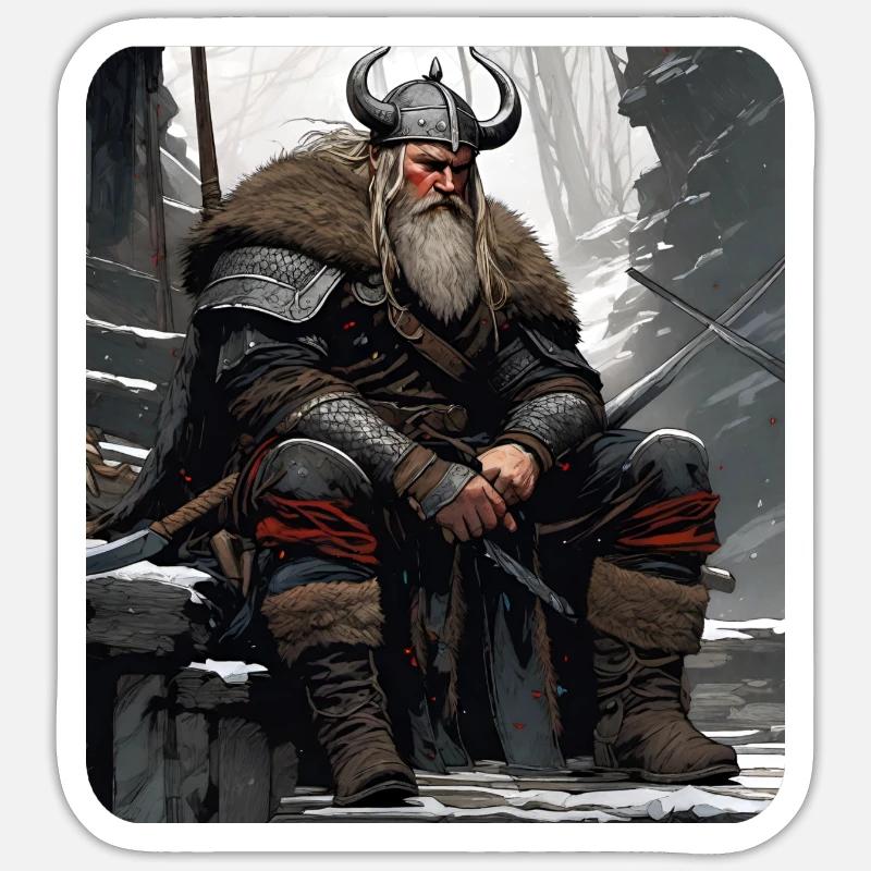 Fiero guerriero vichingo germanico Sticker formato S (10 x 10 cm)