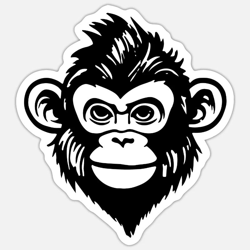 Singe - Sticker taille S (10 x 10 cm) - blanc mat