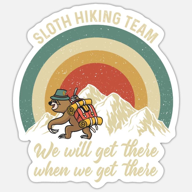 Faultier Sloth Hiking Team - Sticker size S (10 x 10 cm) - white matte