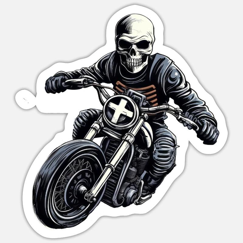 Motorcycle Skeleton - Sticker size S (10 x 10 cm) - white matte