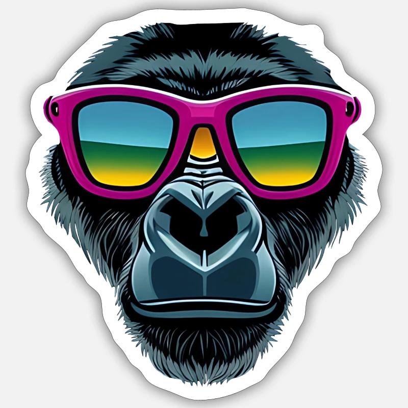 cool gorilla - Sticker size S (10 x 10 cm) - white matte