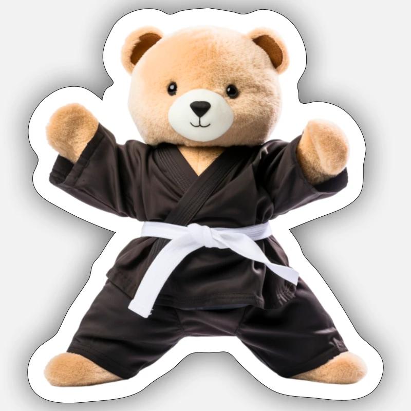 Karate-Bär Sticker Größe S (10 x 10 cm)
