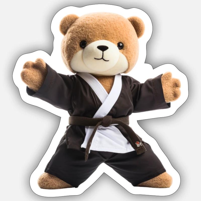 Karaté Ours - Sticker taille S (10 x 10 cm) - blanc mat