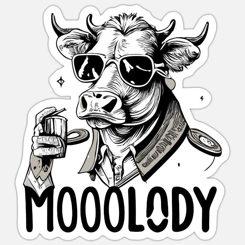 Mooolody - Sticker taille S (10 x 10 cm) - blanc mat
