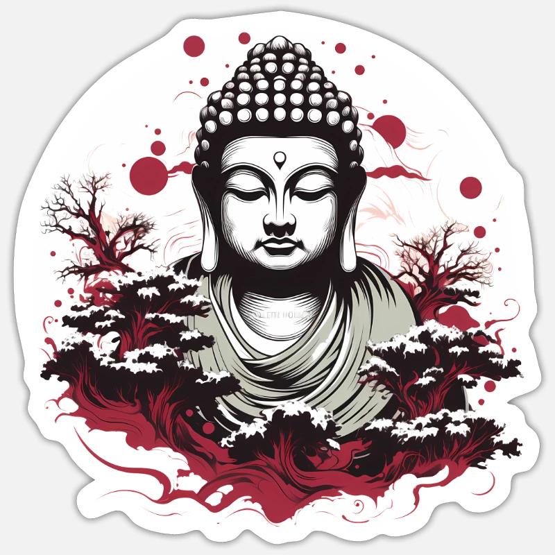 Buddha Statue - Sticker size S (10 x 10 cm) - white matte
